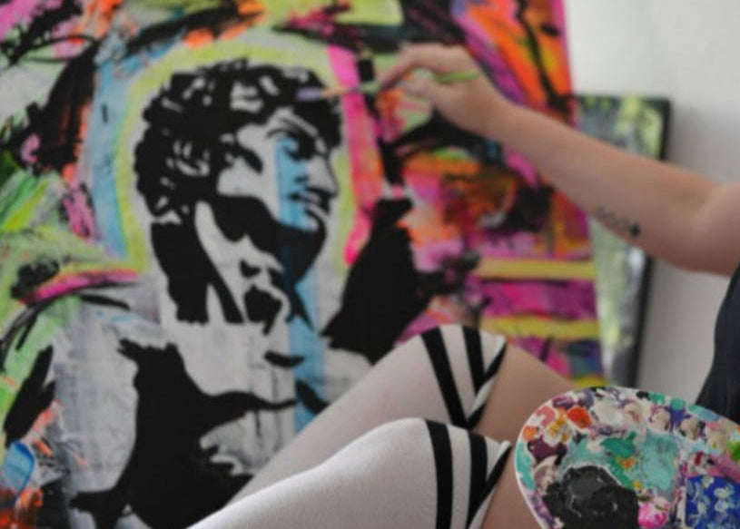 Neon David -Original Mixed Media Painting