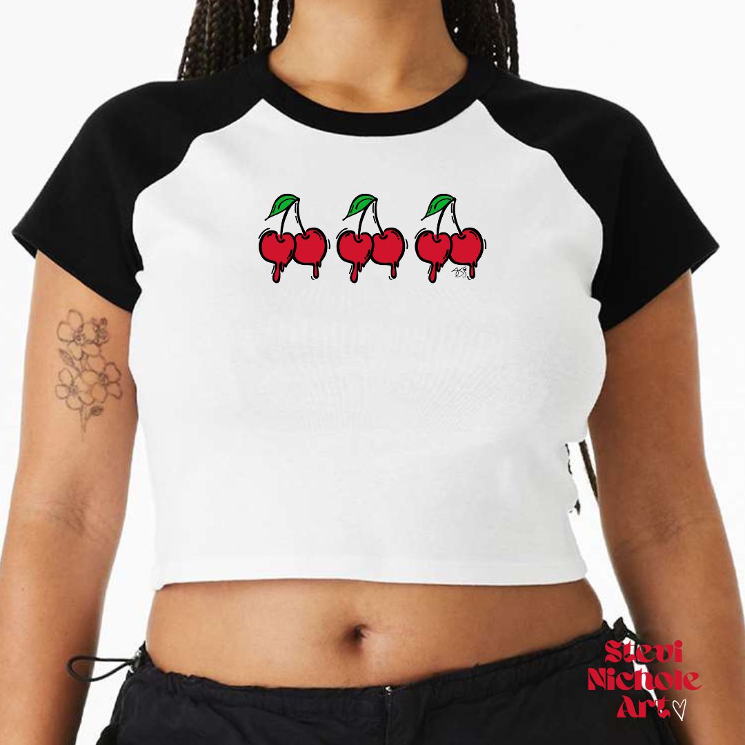 "Boobs x3" Cherry Women's Baby Tee B+C