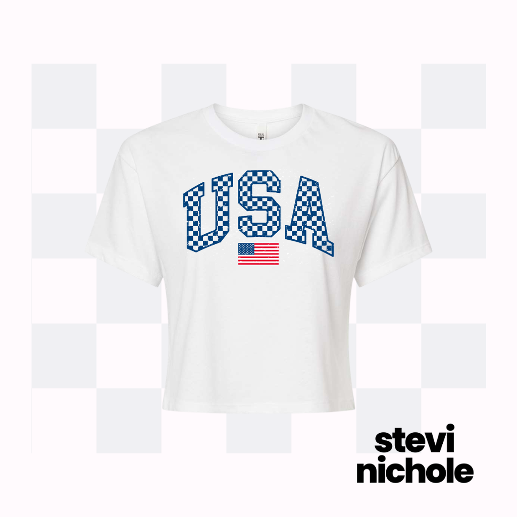 Crop Top CHECK/Solid USA Tees