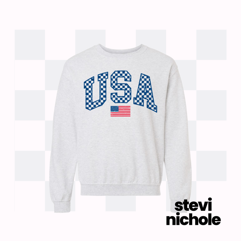 Check Print USA ASH TEE/ CREWNECK SWEATSHIRT (Copy)