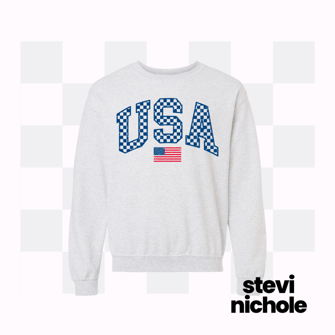 Check Print USA ASH TEE/ CREWNECK SWEATSHIRT (Copy)