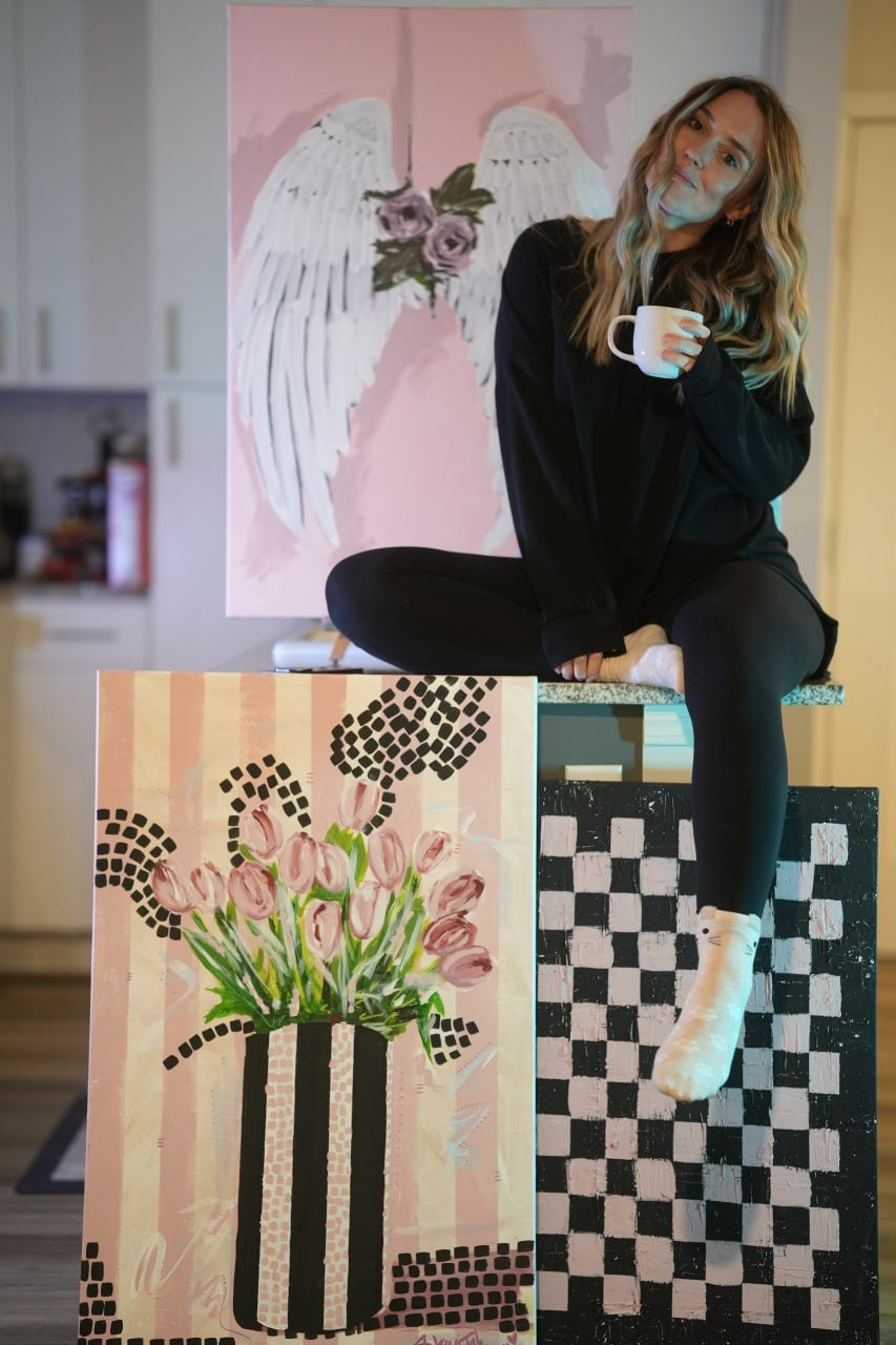 Original Textured Acrylic Tulip Painting on Canvas – 24x36 (Unframed)