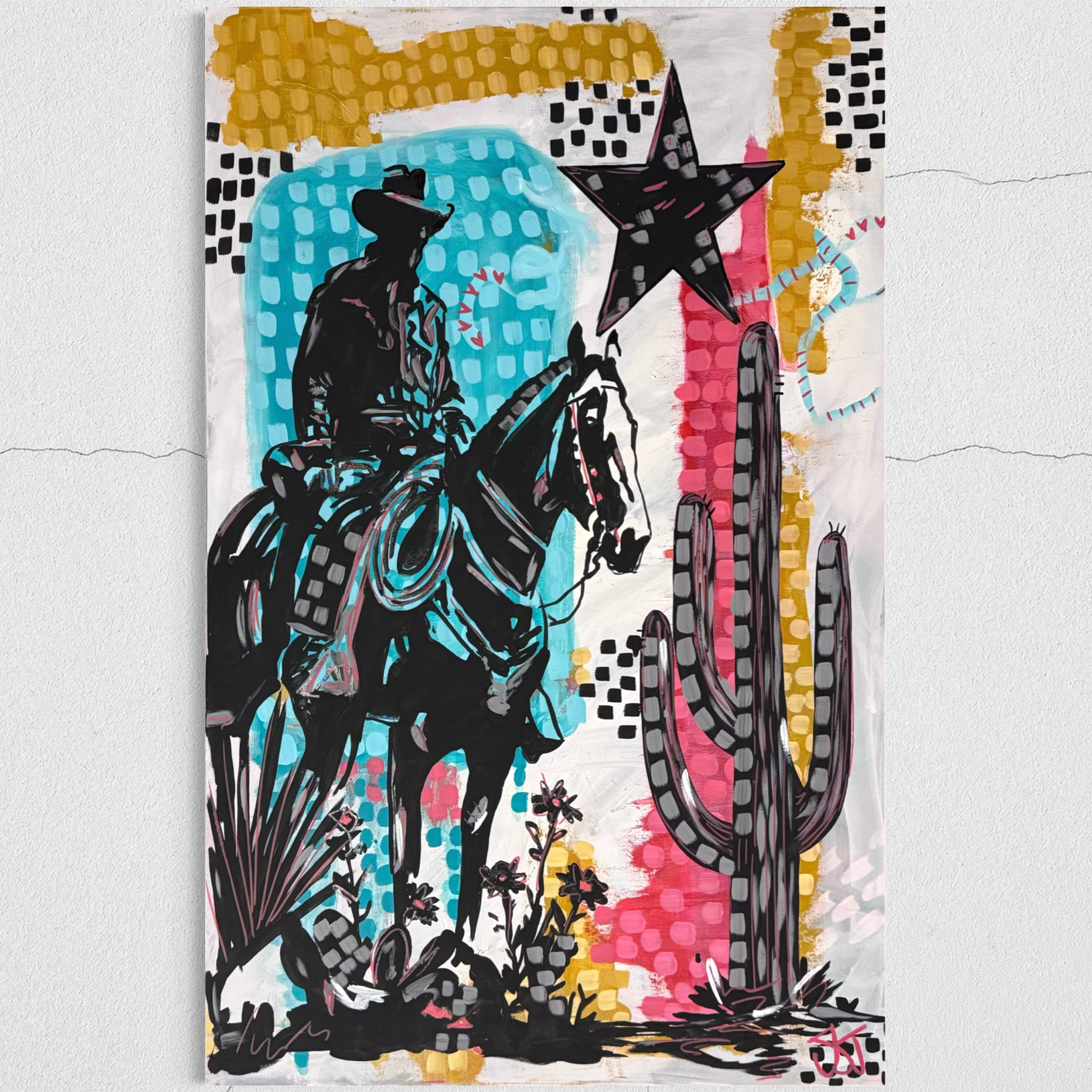 Western Ride – Original Mixed Media Canvas