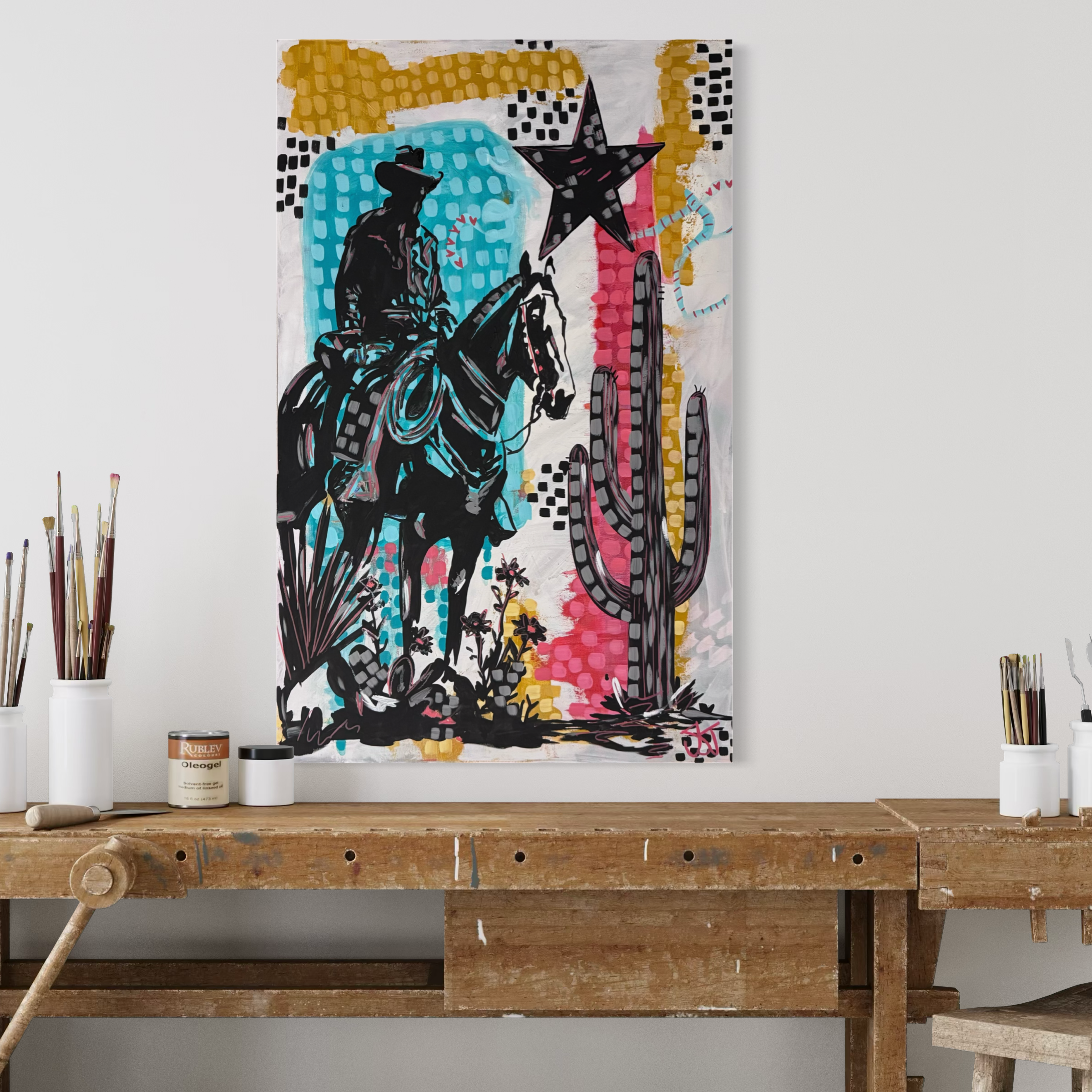 Western Ride – Original Mixed Media Canvas