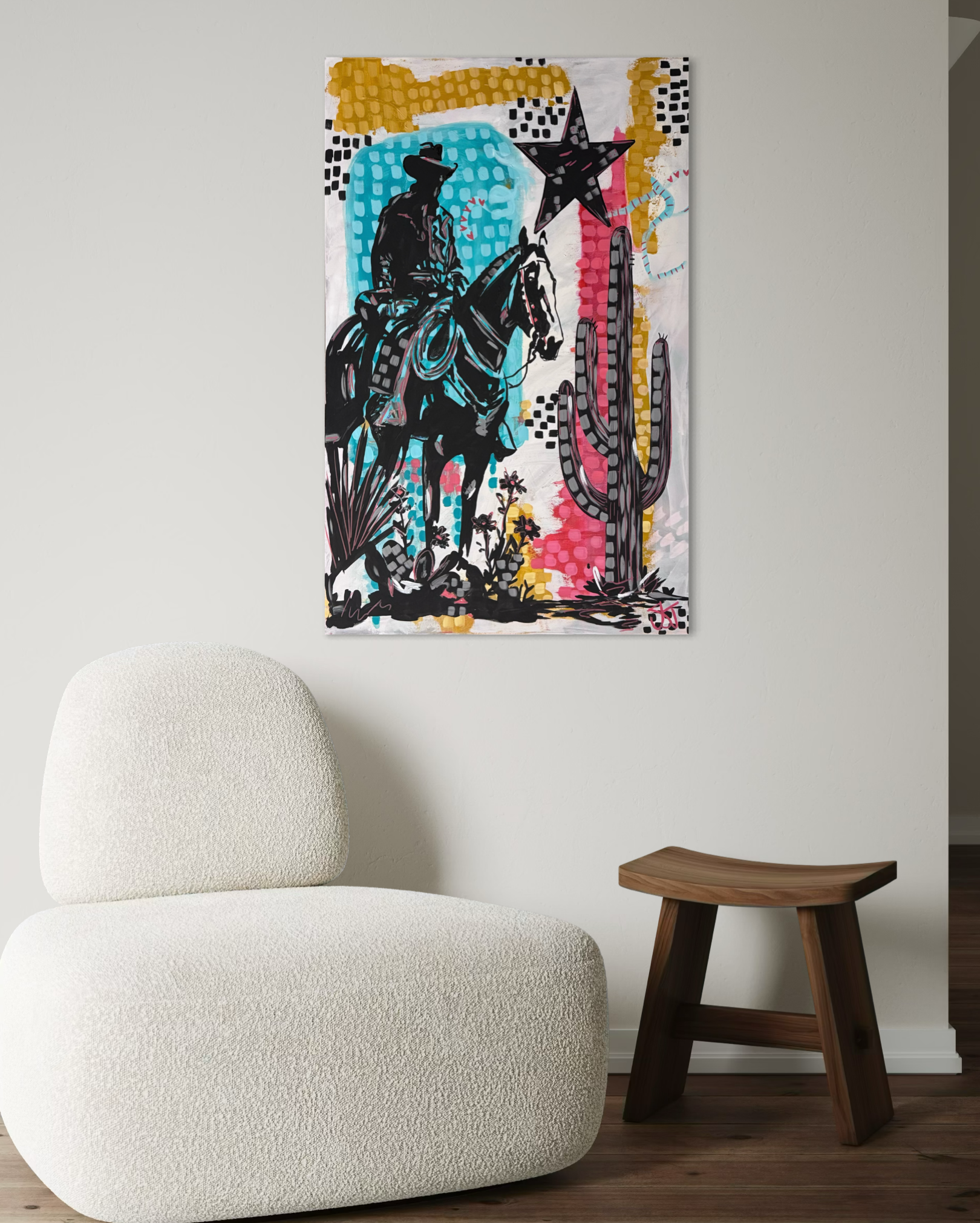 Western Ride – Original Mixed Media Canvas