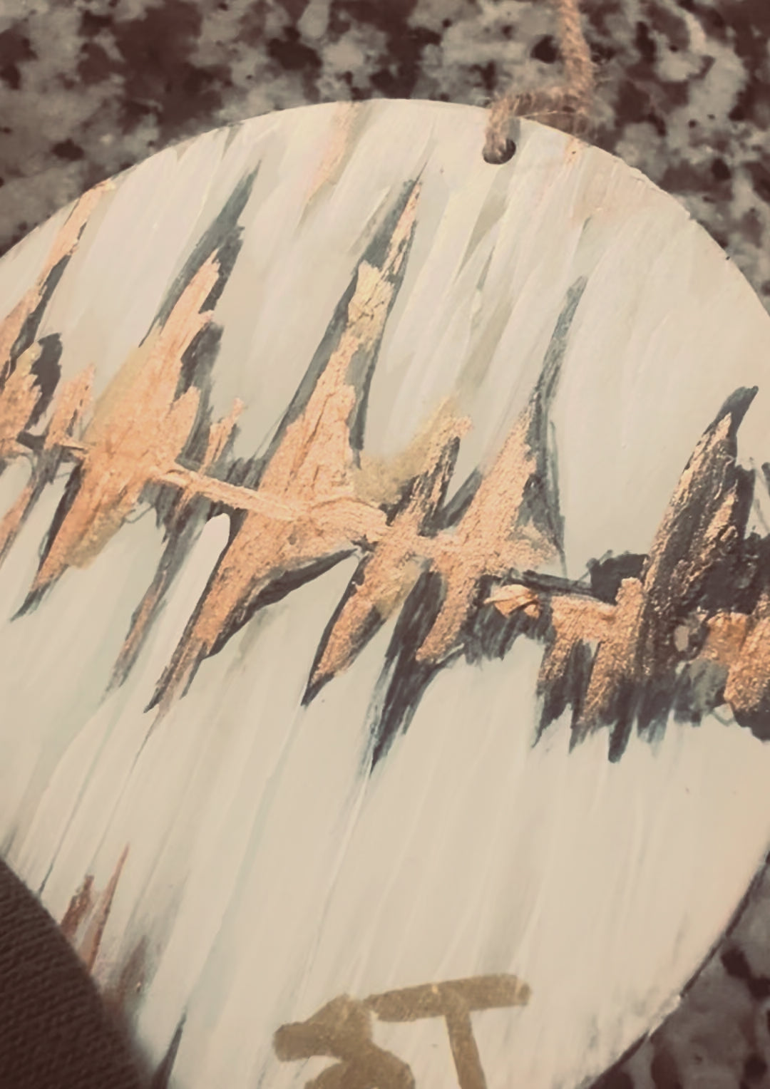 textured painted heartbeat ornament